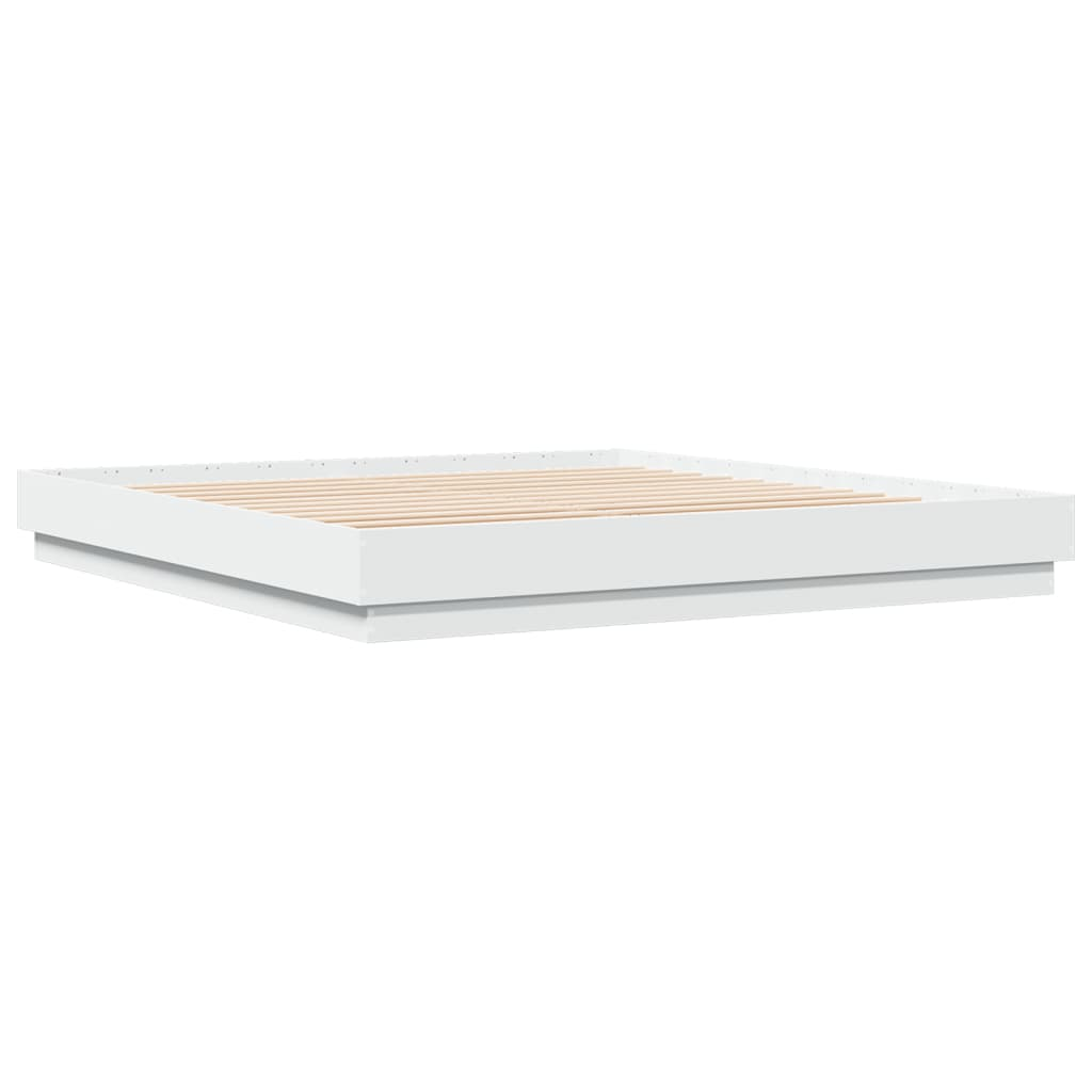 fehér szerelt fa ágykeret 200 x 200 cm (3209828)