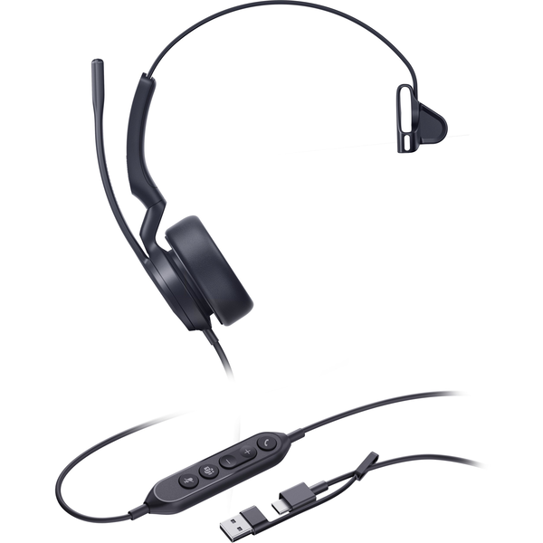 Yealink UH44 Mono Teams USB-C/A Слушалки Жичен Лента за глава Офис/Център за обаждания USB Type-C / USB Type-A Черен