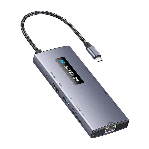 BlitzWolf 10az1-ben USB HUB ezüstszínű (BW-NEW TH8)