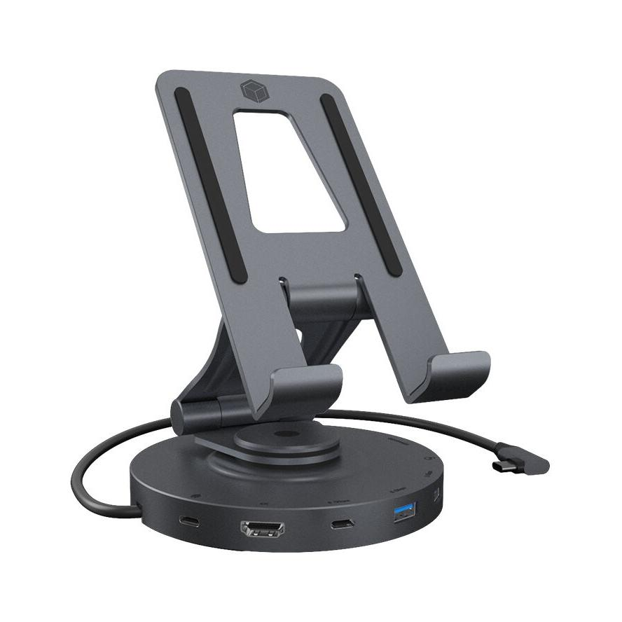ICY BOX IB-TH100-DK dokkoló állomás mobil eszközhöz Táblagép/okostelefon Antracit, Fekete (IB-TH100-DK)