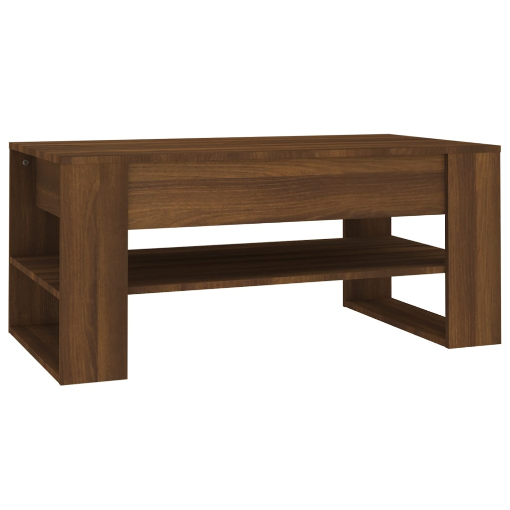 barna tölgyszínű szerelt fa dohányzóasztal 102 x 55 x 45 cm (816930)