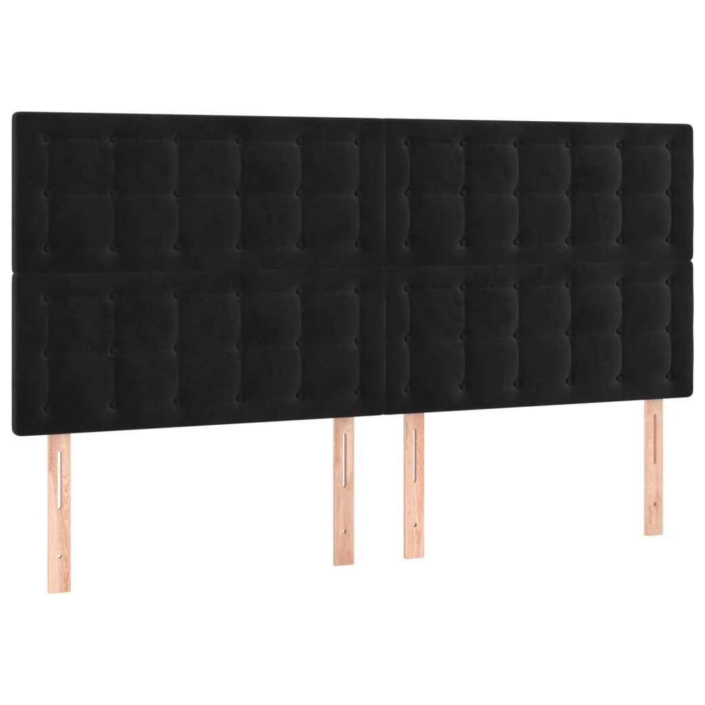 4 db fekete bársony fejtámla 90x5x78/88 cm (3116828)