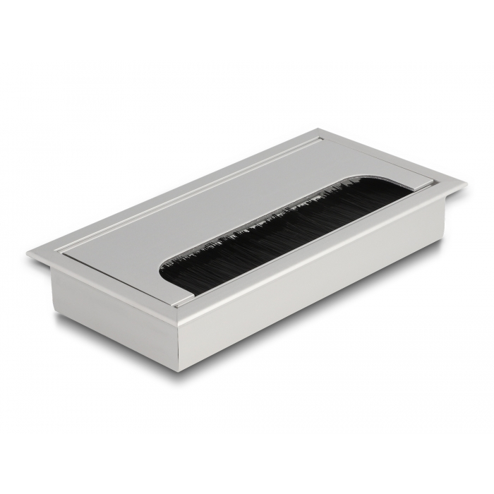 Delock Kábel tömítő/rendező asztalba szerelt változathoz kefével 160 x 80 x 28 mm méretű, ezüst (66861) (66861)