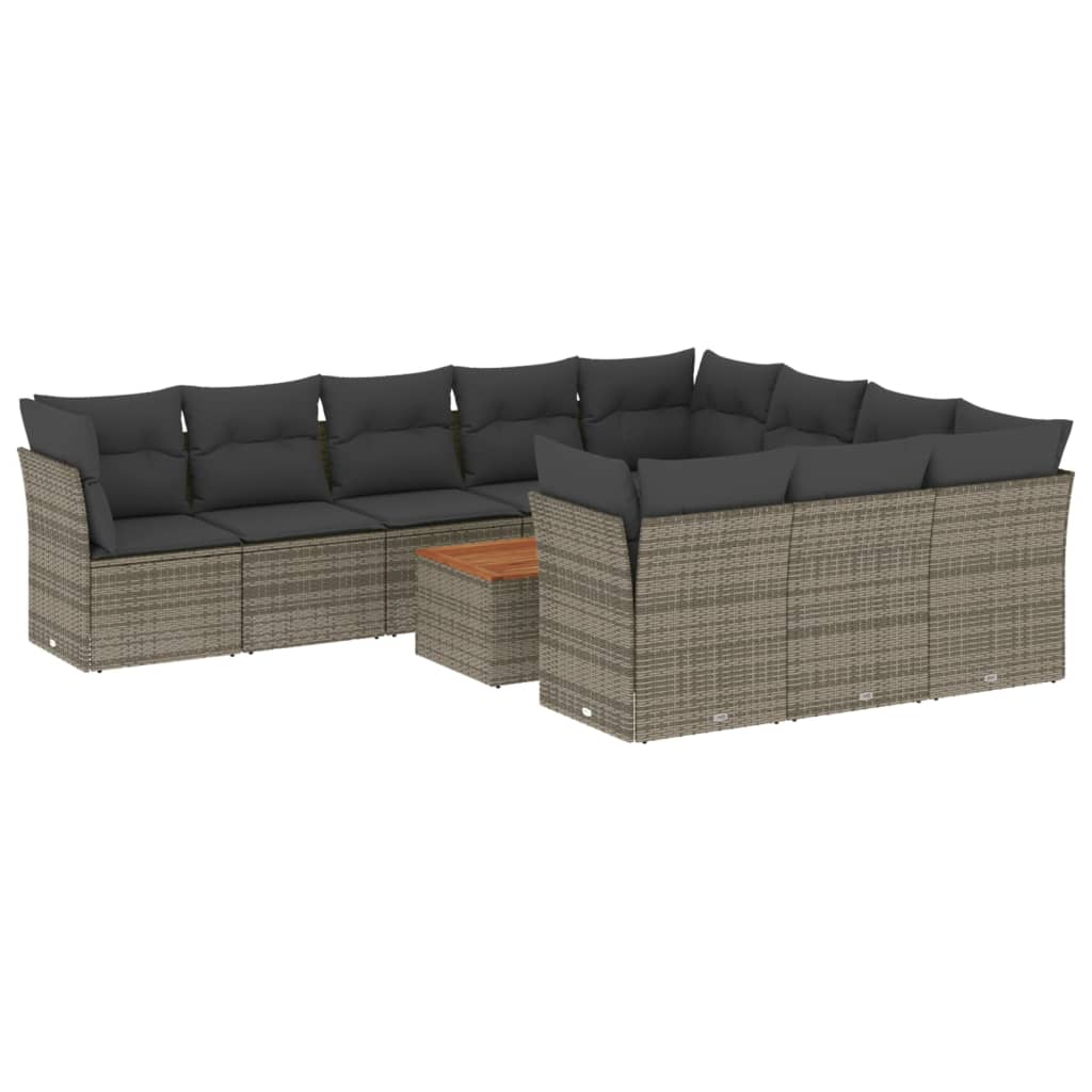 11 részes szürke polyrattan kerti ülőgarnitúra párnákkal (3256172)