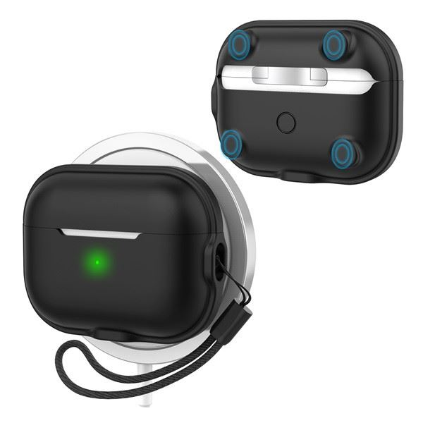 Phoner Tough Apple Airpods Pro 2 szilikon tok éjfekete (PN-CP-WE15-MB-FHD) (PNCPWE15MBFHD)