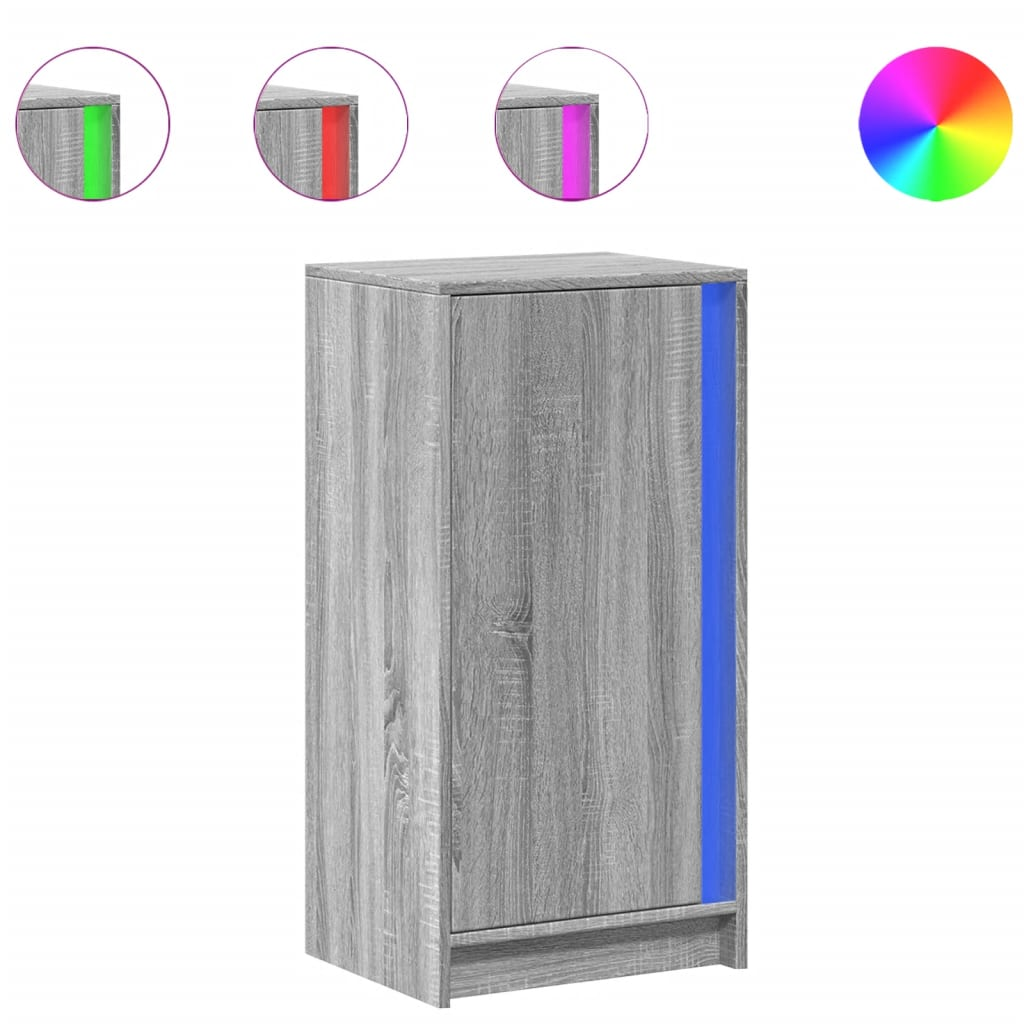 szürke sonoma szerelt fa tálalószekrény LED-del 42,5x34x85 cm (852143)