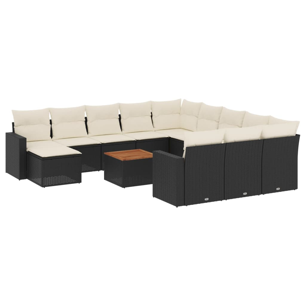 13 részes fekete polyrattan kerti ülőgarnitúra párnákkal (3256756)