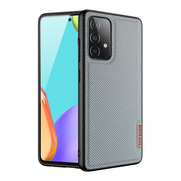 Samsung Galaxy A32 5G SM-A326B, Műanyag hátlap védőtok + szilikon keret, fényvisszaverő szövet hátlap, rács minta, Dux Ducis Fino, kék (G104631)