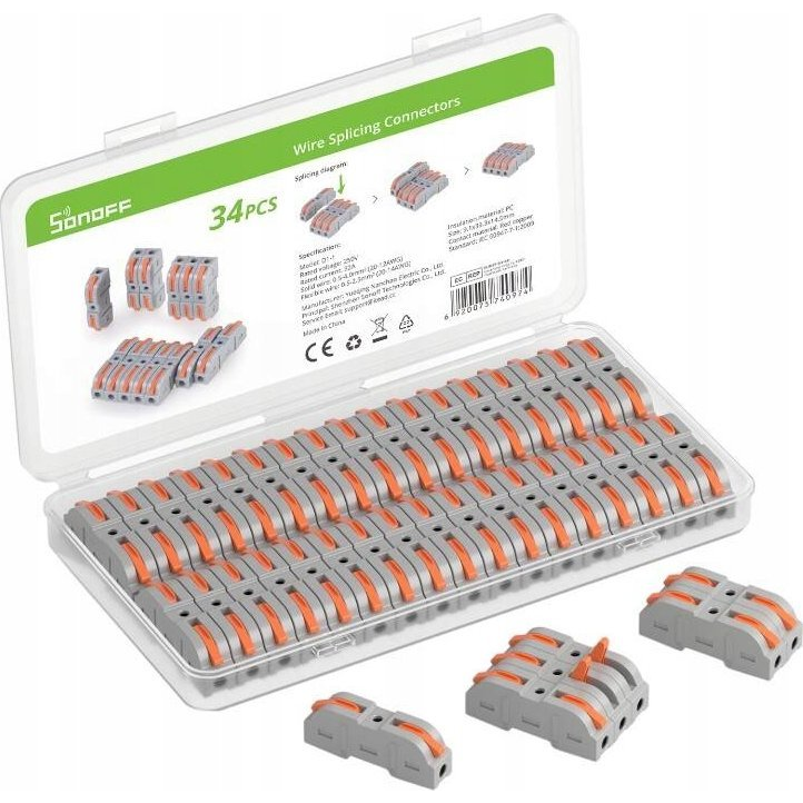 Sonoff D1-1 Rugós Egyenes Vezeték Összekötő Szett, Sorolható (34 db-os Készlet) (D1_1)