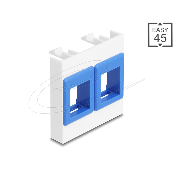 Delock Easy 45 modul két Keystone tartóval, 45 x 45 mm, fehér / kék