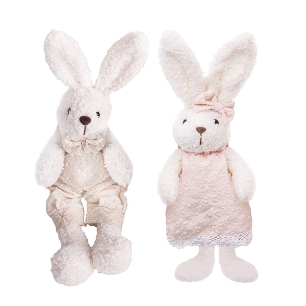 IRIS dekor textil nyuszi fehér/lila virágmintás 2 szortiment 25cm (68945)