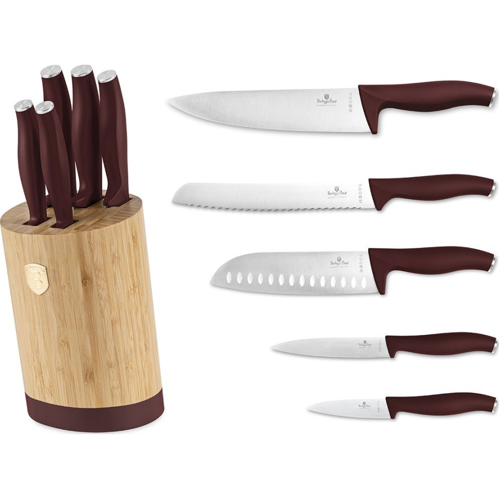 BerlingerHaus BH/2754 Leonardo Collection 6 Részes Késkészlet - Bambusz Állvánnyal, Rozsdamentes Acél (BH-2754)