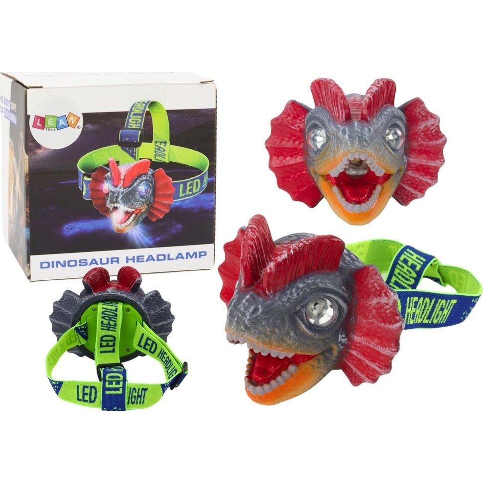 Dinoszaurusz Fejlámpa Zseblámpa Állítható Fejpánt 3 LED 17806 (17806)