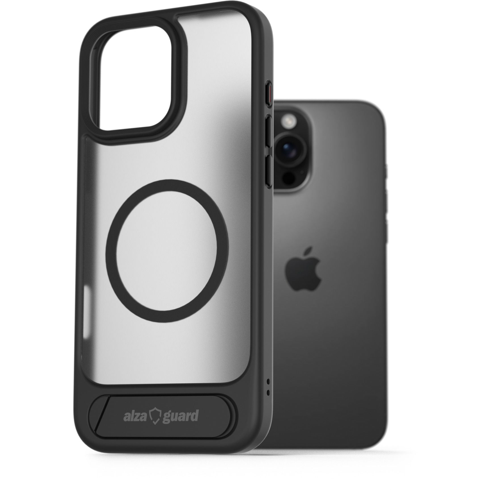 AlzaGuard Matte Case with Stand Compatible with MagSafe for iPhone 16 Pro fekete tok (AGD-PCH000113B)