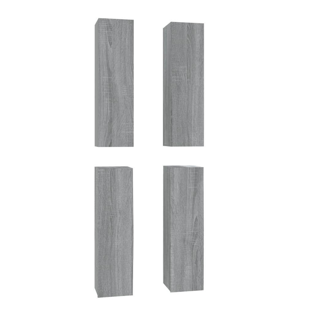 4 db szürke sonoma színű szerelt fa TV-szekrény 30,5x30x110 cm (3120333)