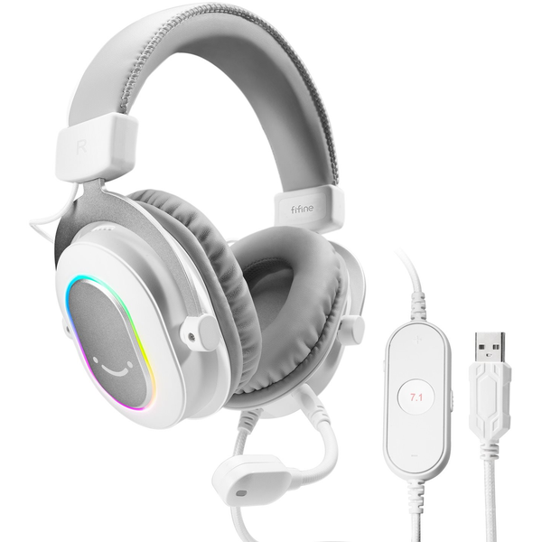 FIFINE H6W геймърски слушалки с 7.1 съраунд звук и RGB осветление
