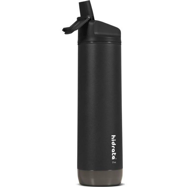 Hidratespark Steel Okos Kulacs Szívószállal Szálcsiszolt Rozsdamentes Acélból - Fekete, 620 ml