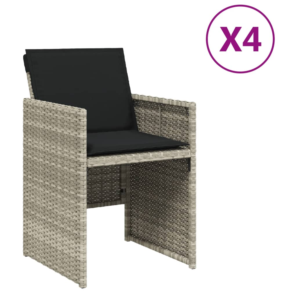 4 db világosszürke polyrattan kerti szék párnával (364937)