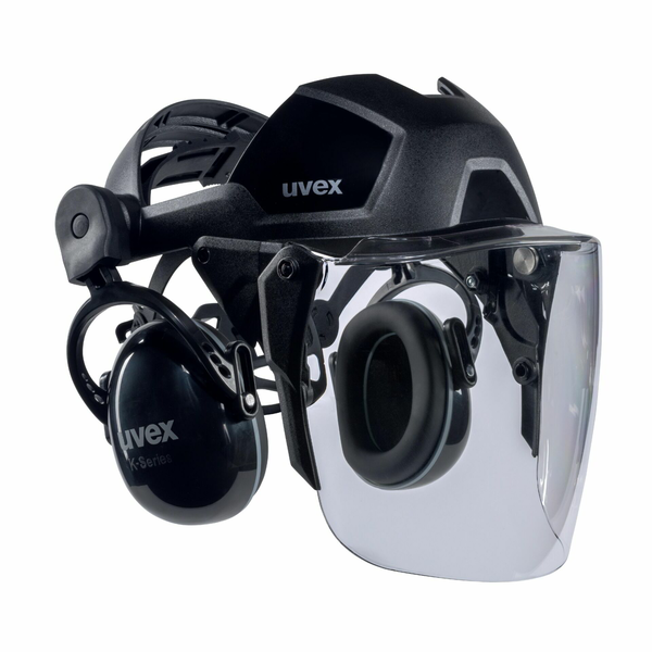 Uvex Pheos Munkavédelmi Sisak Arc és fülvédővel - Fekete