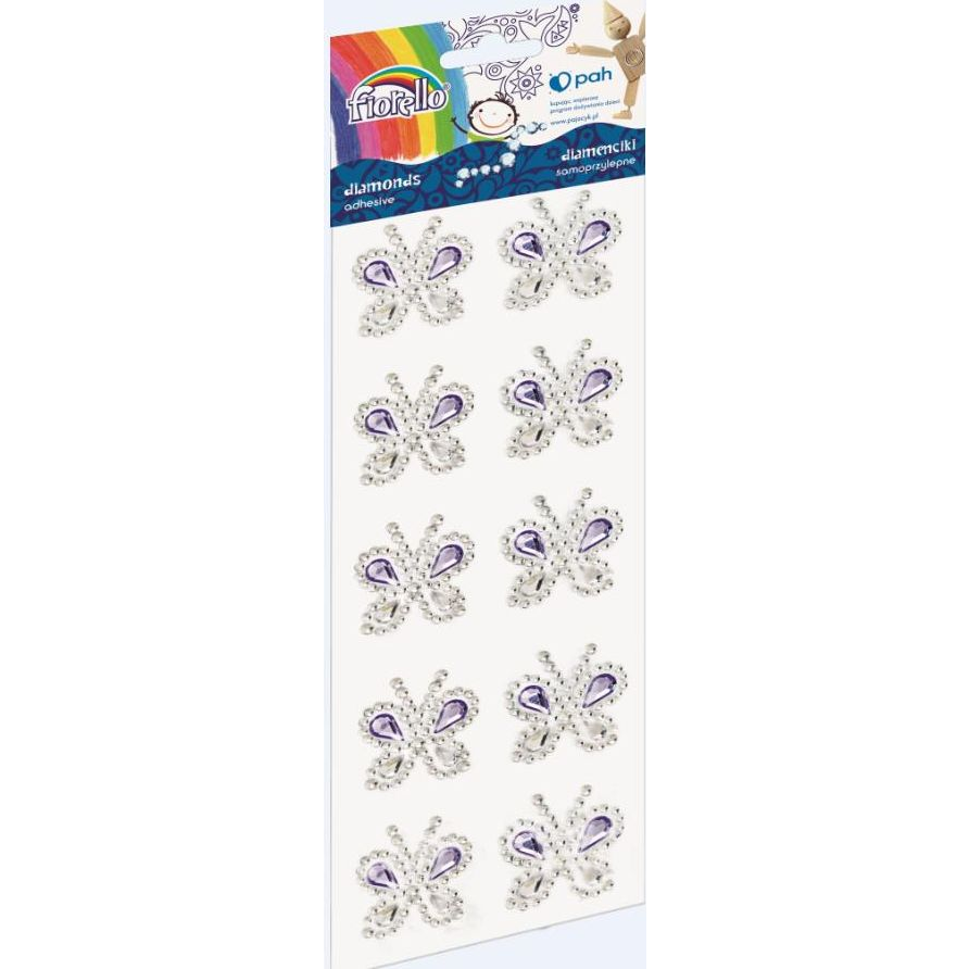 Öntapadós Kövek Fiorello GR-DS089 Pillangó Mintájú Gyémánthatású Ezüst-Levendula (312685)