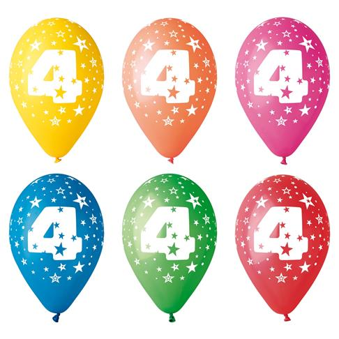 Léggömb 26cm - 4-es szám (5db) (11-PRINT4)