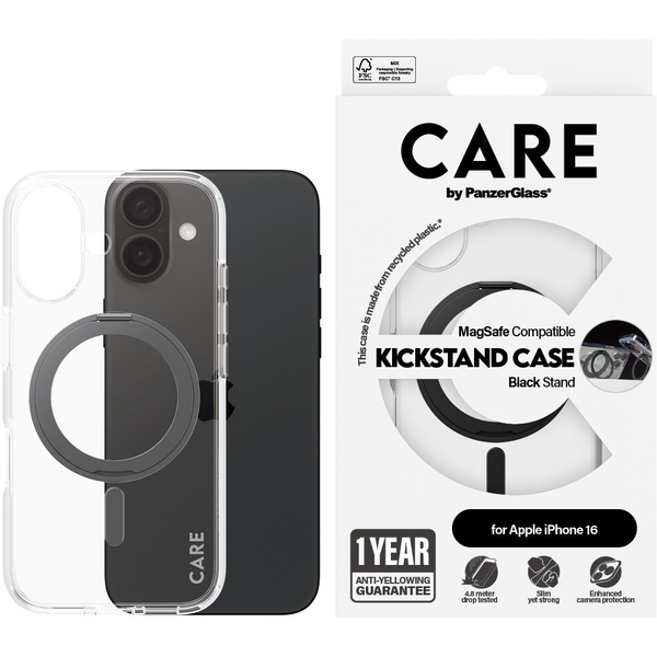 PanzerGlass CARE by PG BLK Kick/MagS iPhone16 6.1 mobiele telefoon behuizingen Hoes Transparant