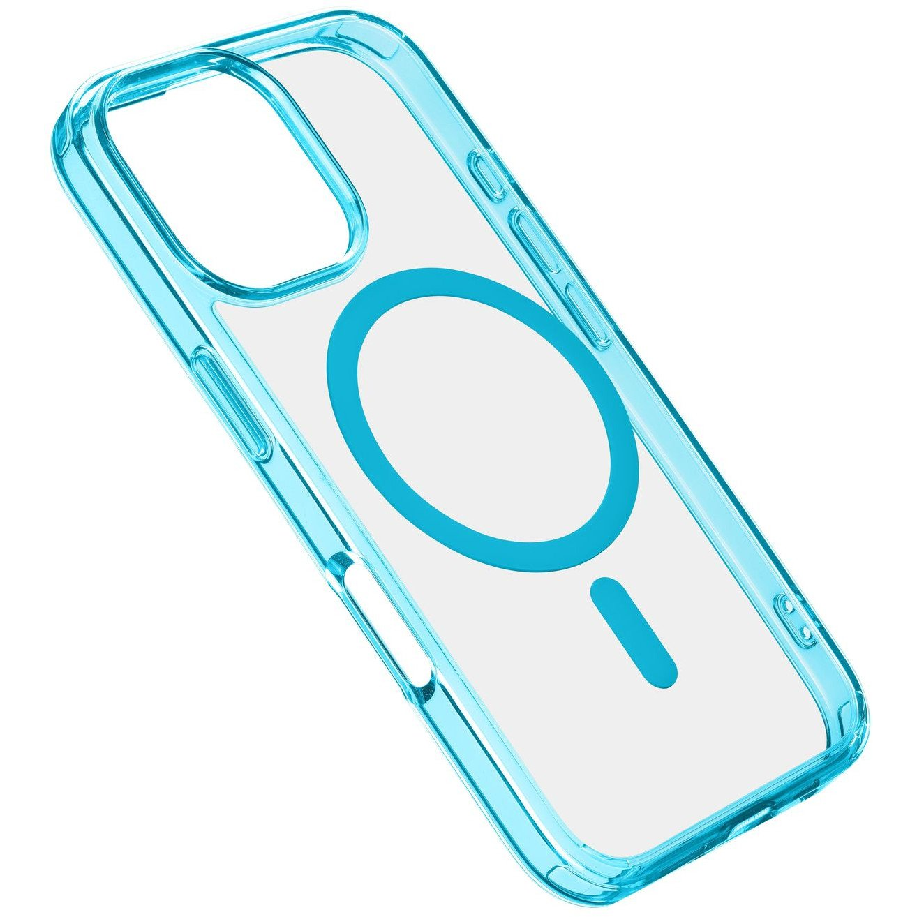 Cellularline ikonikus hátlap Magsafe támogatással Apple iphone 16 Pro készülékhez, átlátszó/világoskék (ICONICMAGIPH16PROG)