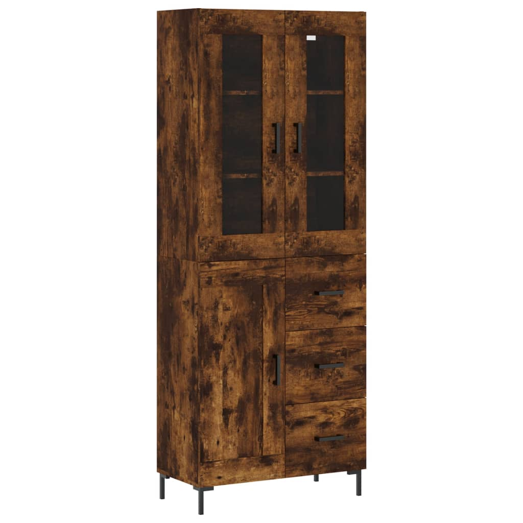 füstös tölgy színű szerelt fa magasszekrény 69,5 x 34 x 180 cm (3198662)