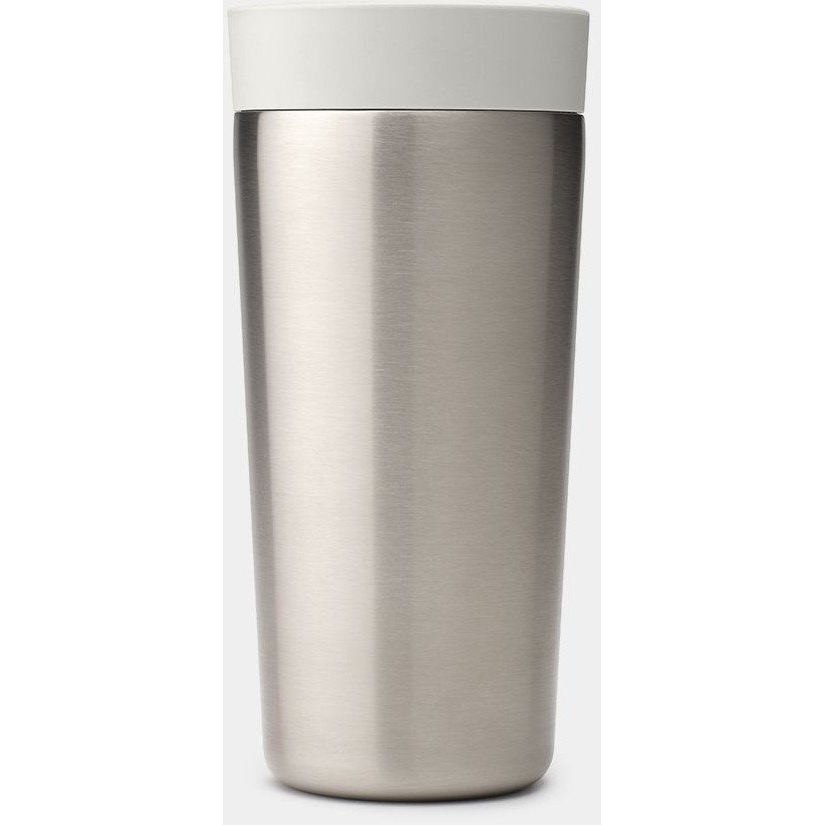 Brabantia Make&Take Insulated Flask duplafalú termoszbögre 360ml, hideg és meleg italok számára, szivárgásmentes, snap lid fedél, r.m. acél, világosszürke - 228704 (228704)