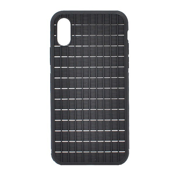IPAKY szilikon telefonvédő (légáteresztő, rács minta) FEKETE [Apple iPhone XS 5.8] (5996457849710)