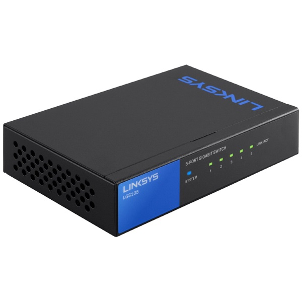 Linksys LGS105 Nespravované L2 Gigabit Ethernet (10/100/1000) Čierna, Modrá (LGS105-EU)