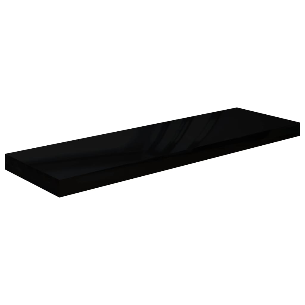 magasfényű fekete MDF fali polc 80 x 23,5 x 3,8 cm (323772)