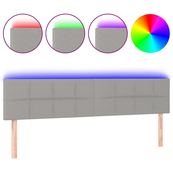 vidaXL vidaXL Zagłówek do łóżka z LED, jasnoszary, 200x5x78/88 cm, tkanina