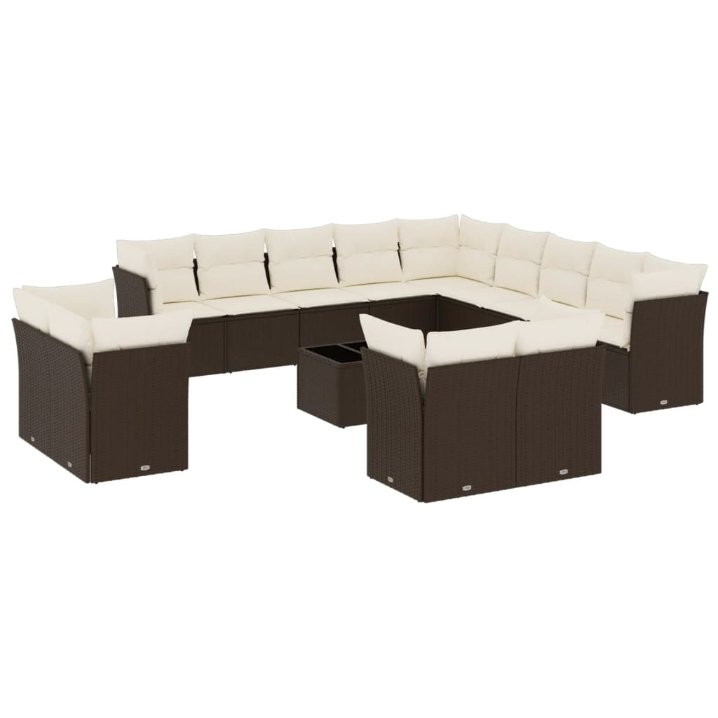 14 részes barna polyrattan kerti ülőgarnitúra párnákkal (3218563)