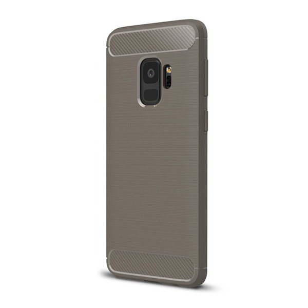 Szilikon telefonvédő (közepesen ütésálló, légpárnás sarok, szálcsiszolt, karbon minta) SZÜRKE [Samsung Galaxy S9 (SM-G960)] (5996457744831)