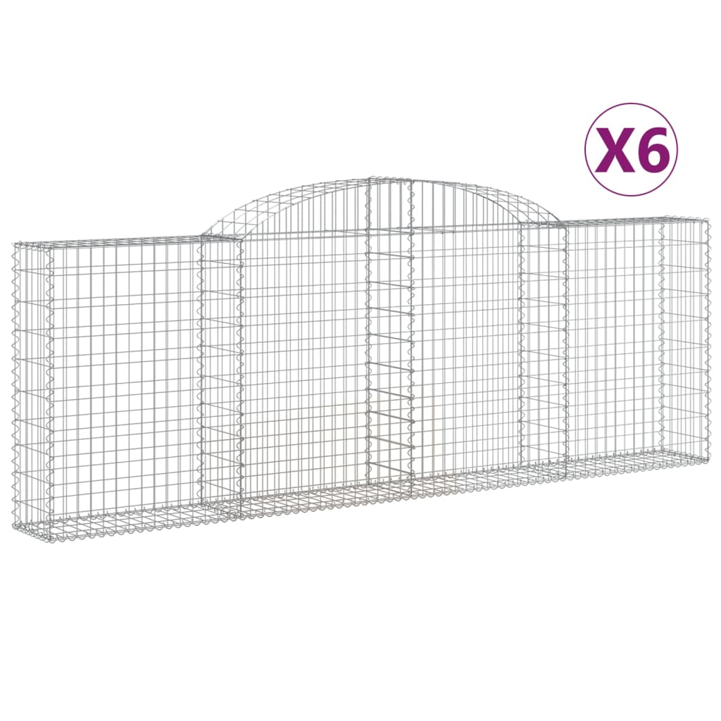 6 db íves horganyzott vas gabion kosár 300 x 30 x 100/120 cm (3146525)