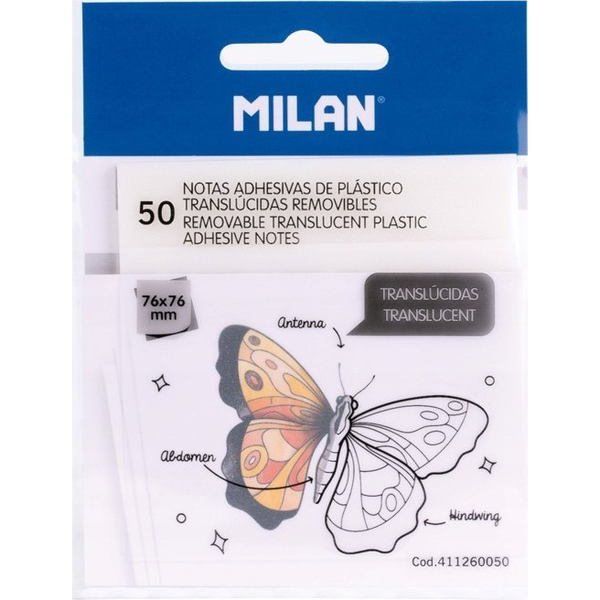 Bloco De 50 Notas Adesivas Translúcidas Removíveis Transparentes 76x76mm Milan