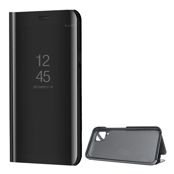 Tok álló (aktív FLIP, oldalra nyíló, asztali tartó funkció, tükrös felület, Mirror View Case) FEKETE [Huawei P40 Lite 4G / Nova 6 SE] (5996457950034)