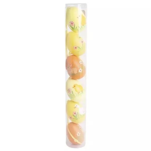 QX dekor tojás akasztóval sárga-narancssárga 6db (68624) (qx68624)