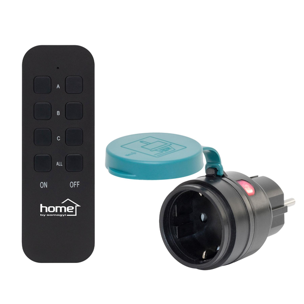 Home távirányítható kültéri hálózati aljzat szett, IP44, 2300 W, 1 aljzat +1 távirányító, 40m hatótáv (THO2311)
