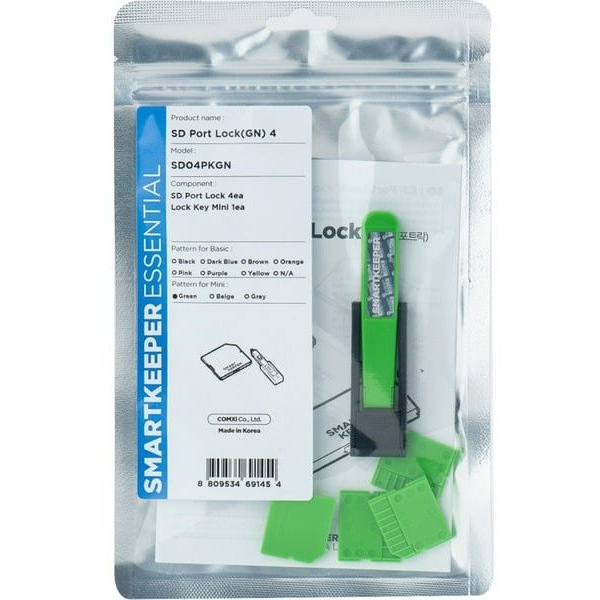 SmartKeeper Mini "Micro SD Port" Blocker grün     4 Stk.+Key
