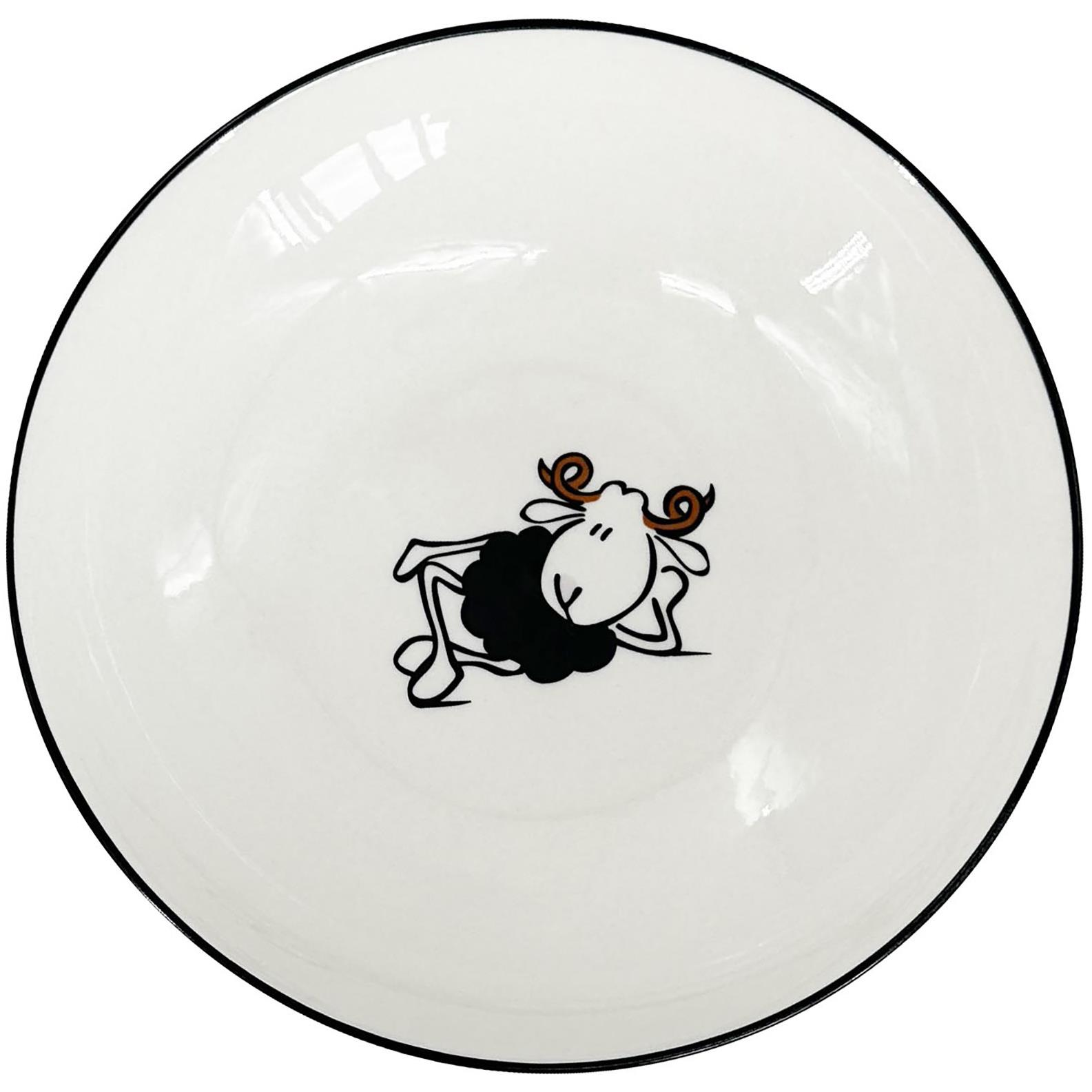 by inspire Tálka / mélytányér, bárányka, 19,5×4 cm, fehér + fekete szegély (7332-0E-10)