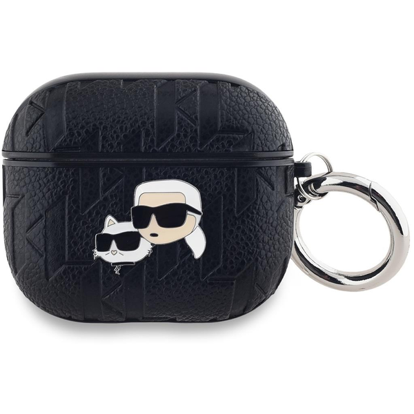 Калъф за AirPods 3 Karl Lagerfeld KLA3PGKCPK PU Embossed Karl and Choupette Heads, черен