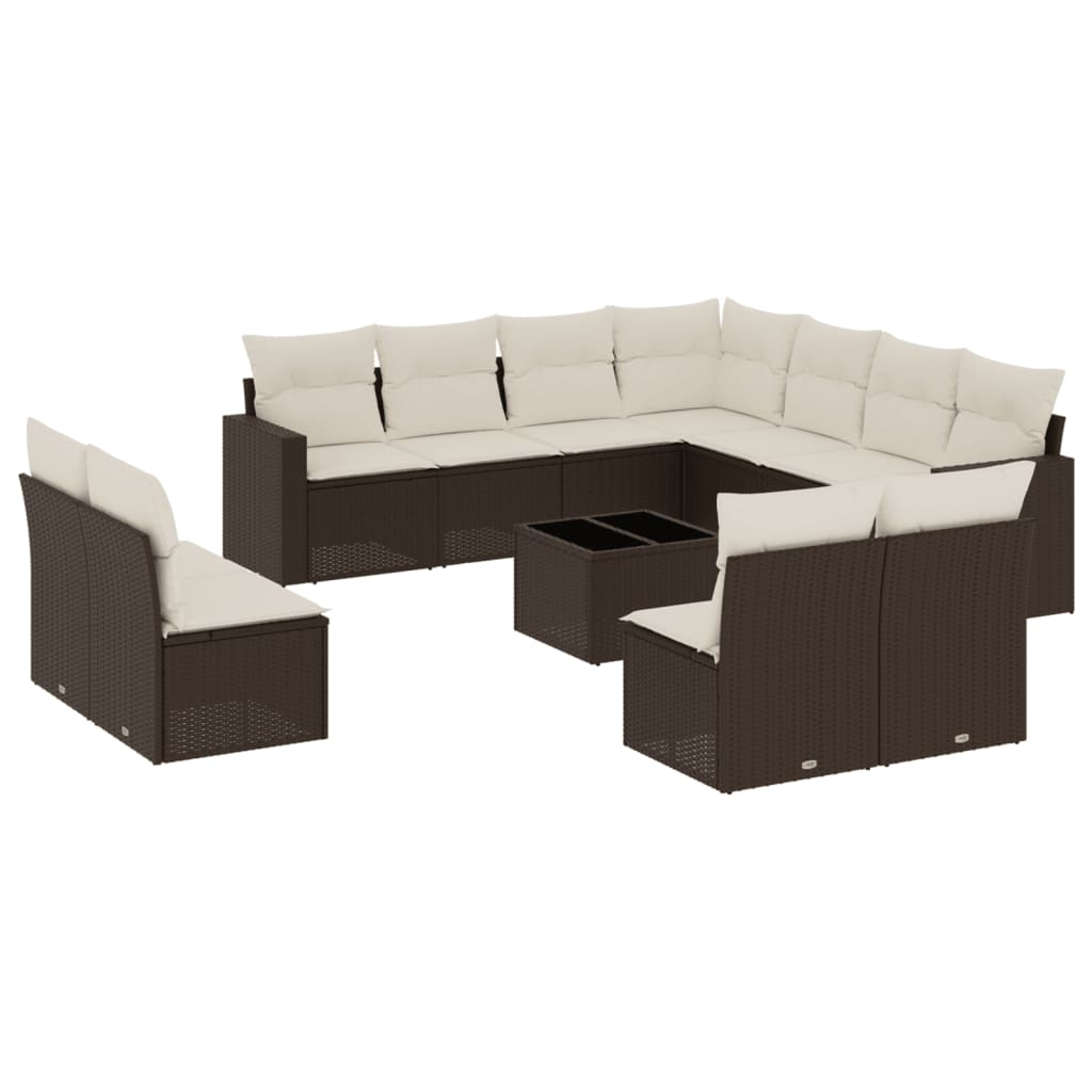 12 részes barna polyrattan kerti ülőgarnitúra párnákkal (3219133)