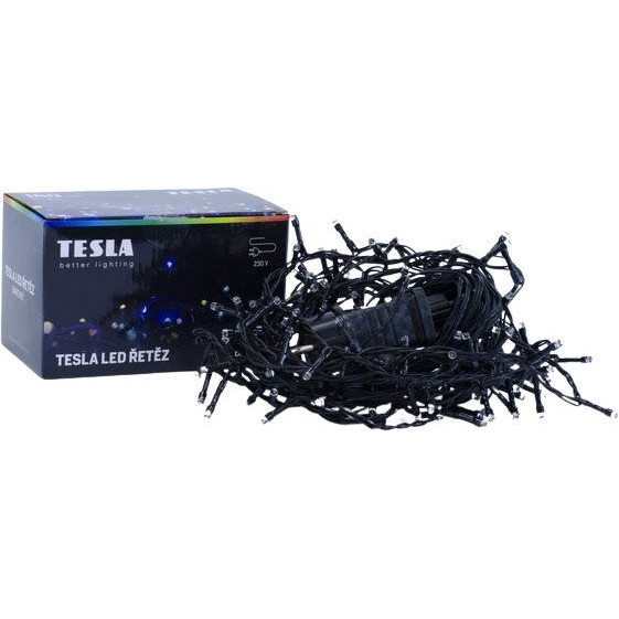 Tesla - fényfüzér, színes RGYB, 160LED, 8 m + 5 m kábel, 230 V, 8 funkciós vezérlő, IP44 (VO23129MC1)