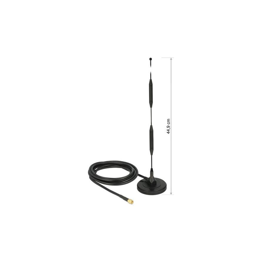 Delock LTE antenna SMA-dugó 5 dBi irányítatlan, rögzített, mágneses talppal és csatlakozókábellel (R (12425)