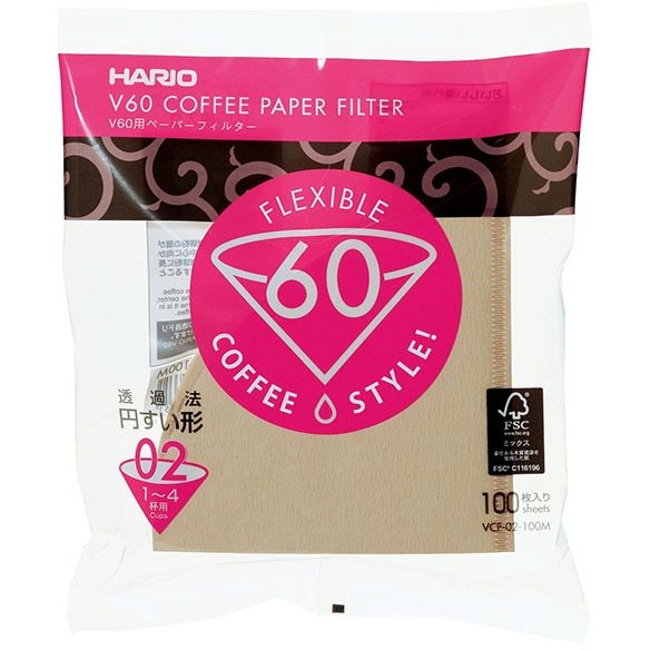 Hario papírfilter V60-02, nem fehérített, 100db (VCF-02-100M)