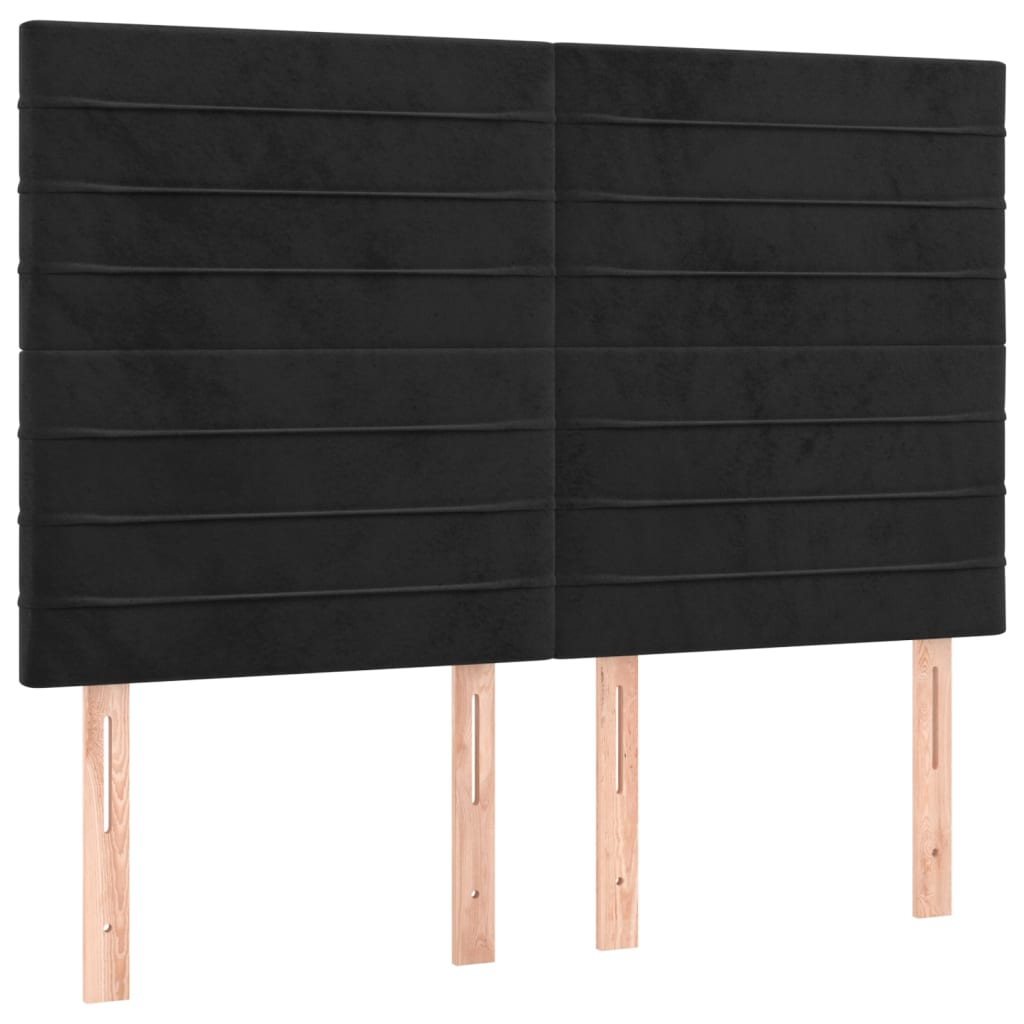 4 db fekete bársony fejtámla 72 x 5 x 78/88 cm (3116522)