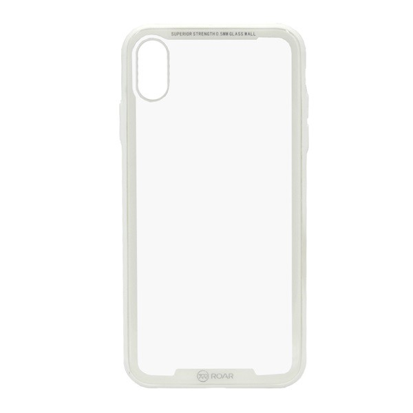 ROAR Glass Airframe telefonvédő szilikon keret (BUMPER, közepesen ütésálló, edzett üveg hátlap) FEHÉR [Apple iPhone XS Max 6.5] (5996457846344)
