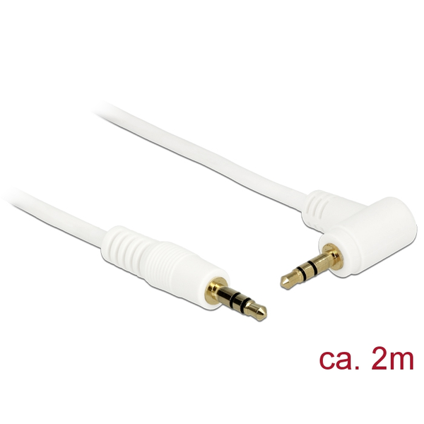 Audiokabel Klinke 3,5mm Stecker > 3,5mm Stecker (weiß, 2 Meter, abgewinkelt)